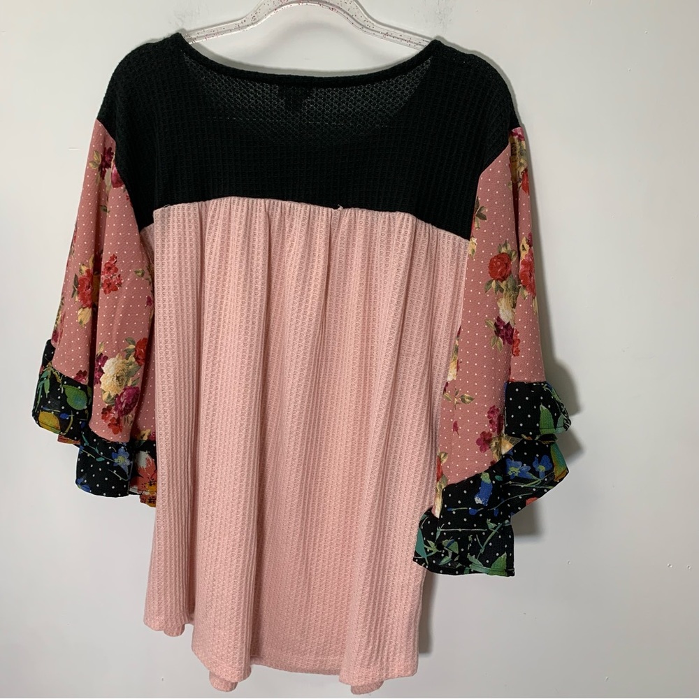 2 X $25 Baea Color Block Flutter Floral Sleeve Ru… - image 6